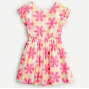 Crewcuts Girls' bow-back dress in kaleidoscope floral Peach Fuchsia, size 8